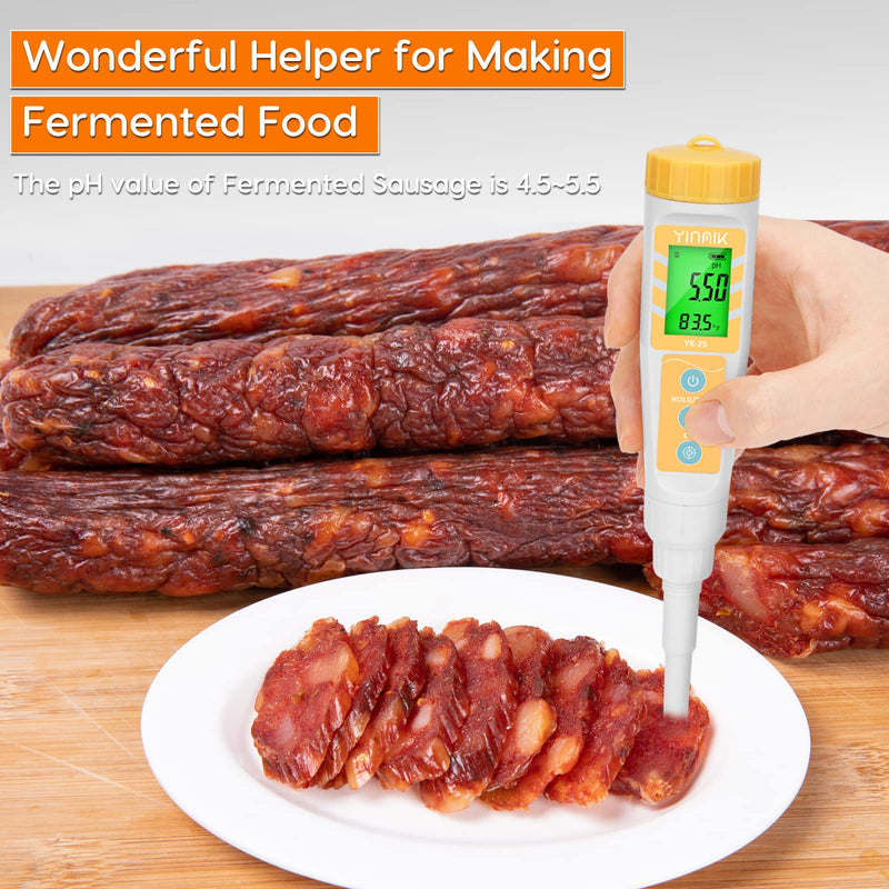 [Australia - AusPower] - Food pH Meter with Extra pH Replaceable Probe,Digital pH Tester for Sourdough and Bread,Food pH Tester for Meat,Canning,Cheese,Solid Samples, Soft Soil and Water pH Meter with Extra pH Probe 
