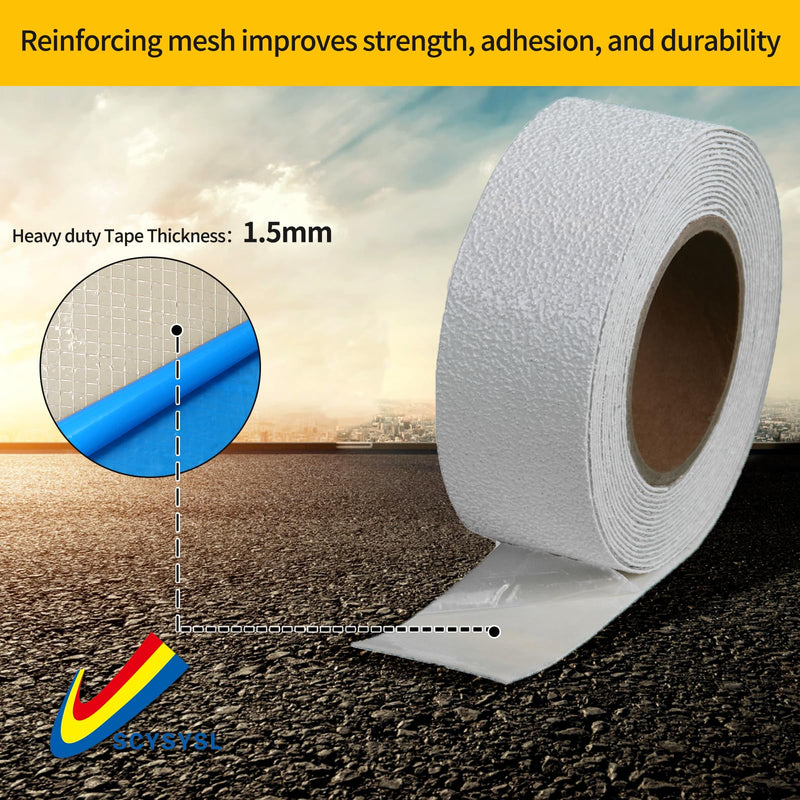 Reflective Pavement Marking Tape Slip-Resistant and Durable, Heavy-Duty Rubber Base for Outdoor Applications, Perfect for Driveways, Walkways, and Parking Areas (White, 2 Inch X 18 Feet) White