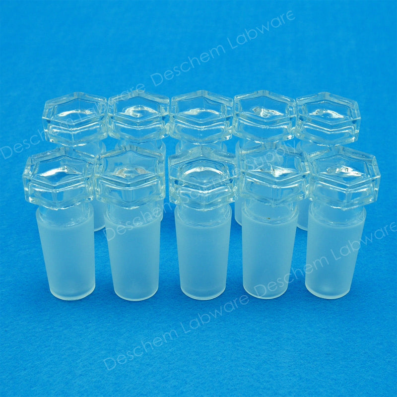 10Pcs 24/40 Lab Hollow Glass Stopper Laboratory Ground Joint Hexagonal Plug 10