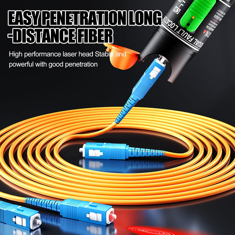 Visual Fault Locator 30 km, Fibre Optic Cable Tester, VFL Test Kit Includes Single Mode 2.5 mm FC Male to LC Female Adapter for Network Cable Tester, LC/FC/SC/ST Interface