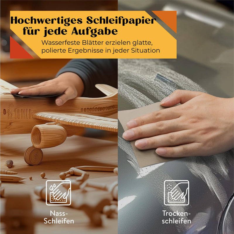 [Australia - AusPower] - Professional sanding sheets, set of 45 with 80 - 3000 grit, wet and dry. Sandpaper for car, furniture, stone, varnish, metal, glass 45 Stück 