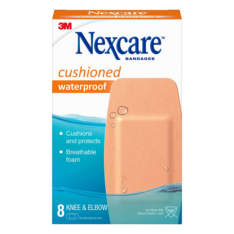 [Australia - AusPower] - Nexcare Waterproof Cushioned Bandages, Knee & Elbow, 2 x 4 in, 8 Count 8 Pads 