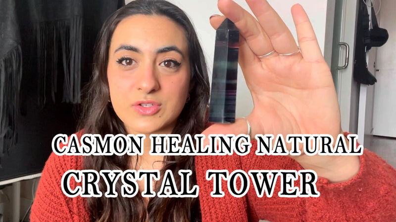 CASMON Black Obsidian Wand 3.2”-3.5” Healing Crystal Tower, Natural Large 6 Faceted Prism Point Wand Stone with Gift Box (Tiger's-Eye, 85-90mm) Tiger's-eye