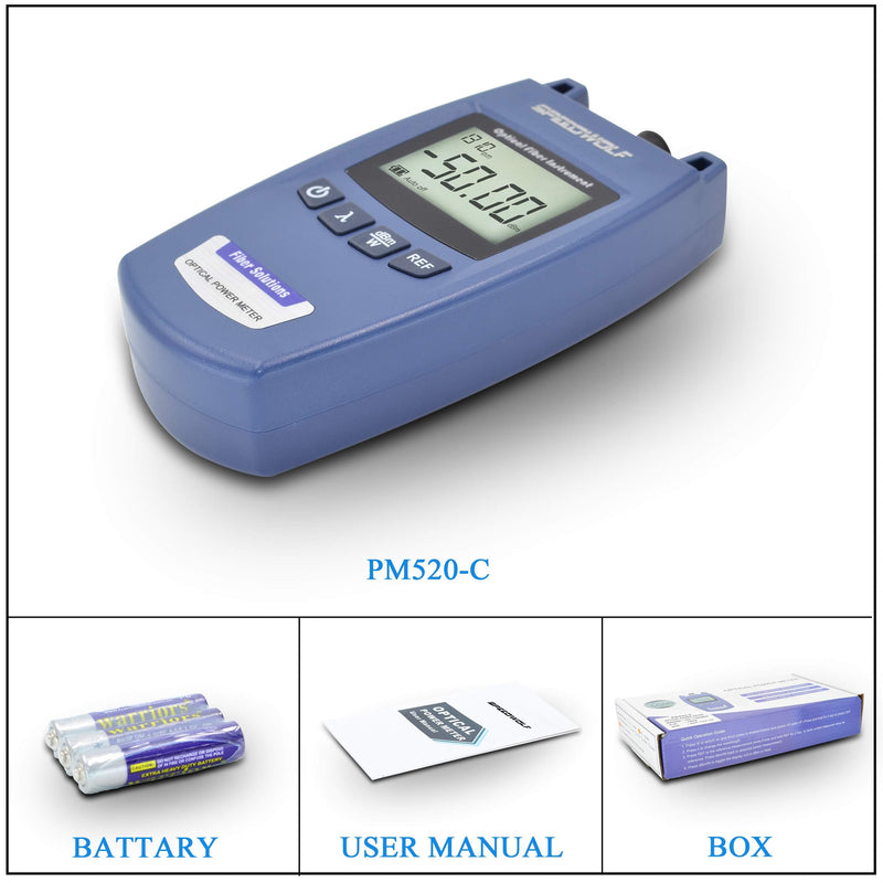 [Australia - AusPower] - SPEEDWOLF Mini Portable FTTH Fiber Optical Power Meter (-50dBm~+26dBm),Handlend Optic Fiber Cable Tester Tool with FC Adapter for CCTV CATV Engineering Maintenance 