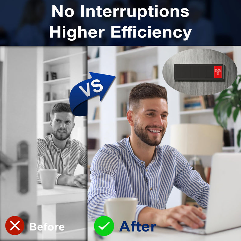 Office Door Signs - 2 Pack: Do Not Disturb, In A Meeting, Out Of Office, Working Remotely, Please Knock, Back Soon - 6 Options Slider Privacy Door Sign for Home Offices & Hybrid Work, Brushed Silver 6 Area-2pk