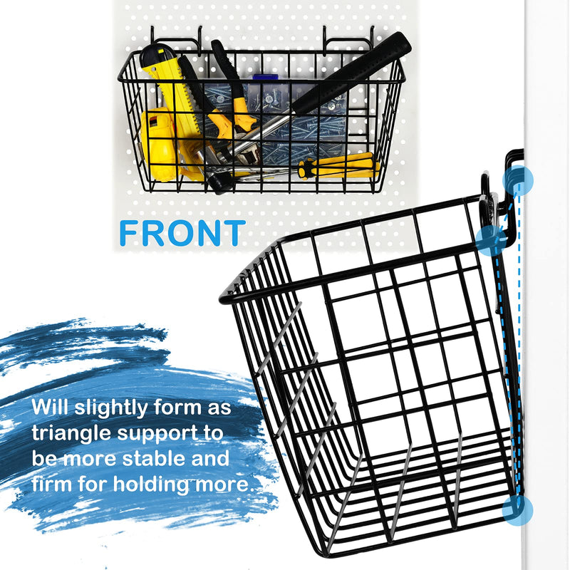 [Australia - AusPower] - G.CORE 2 Pack Pegboard Baskets, Metal Shelves Hooks to 1/8" 1/4" Peg Boards, Peg Board Baskets Bins Set - Organize Tools Workbench Accessories Garage Storage Wall Mount Organizer Attachments Medium 2M Black Pegboard Baskets 