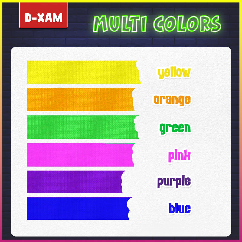[Australia - AusPower] - 6-Pack Neon Gaffer Tape – 0.6 or 1 inch UV Blacklight Reactive Glow in The Dark Tape, Best for Parties, Dance Floors, Theaters & DIY Projects – 6 Vibrant Colors (0.6 inch x 15 feet) 0.6 inch x 15 feet 