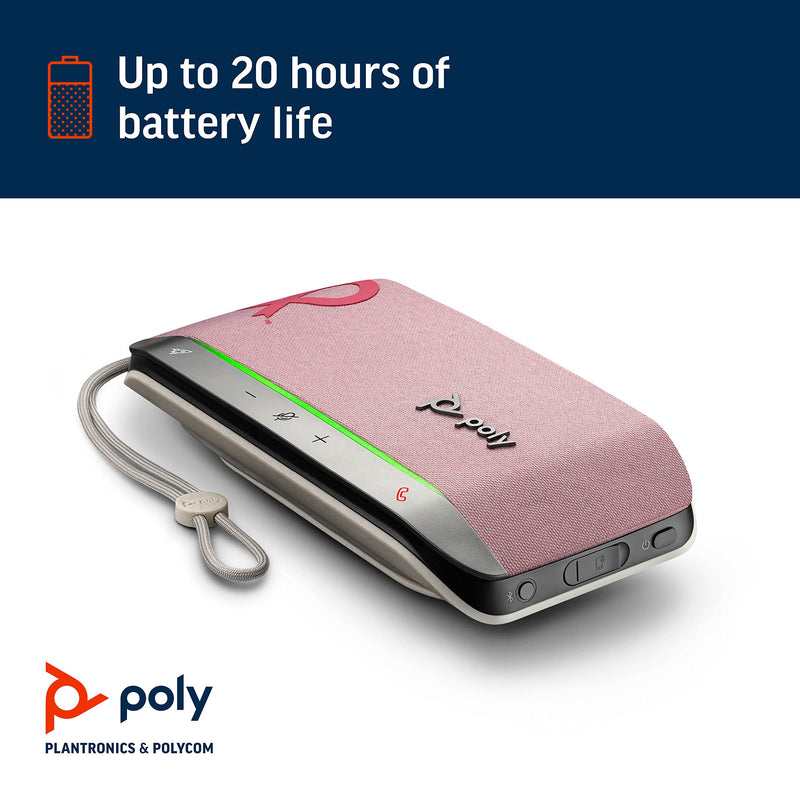[Australia - AusPower] - Poly – Sync 20 USB-A Pink Personal Bluetooth Smart Speakerphone (Plantronics) - Connect to Cell Phone via Bluetooth, PC/Mac via Included USB-A Cable - Works with Teams, Zoom (Certified) & More Standard Version 