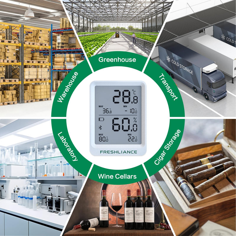 [Australia - AusPower] - Bluetooth Temperature Humidity Data Logger Recorder, Refrigerator Freezer Thermometer Hygrometer, Digital Remotely Temperature Humidity Monitor with Smart APP Data Analysis, BlueTag TH20 1 PACK 