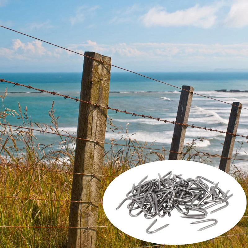 [Australia - AusPower] - 200 PCS Steel Wire Fencing Staples, Galvanized U-Shaped Fence Staple Nails, Heavy Duty Fasteners Staples Nails for Wire Mesh and Woven Fencing 
