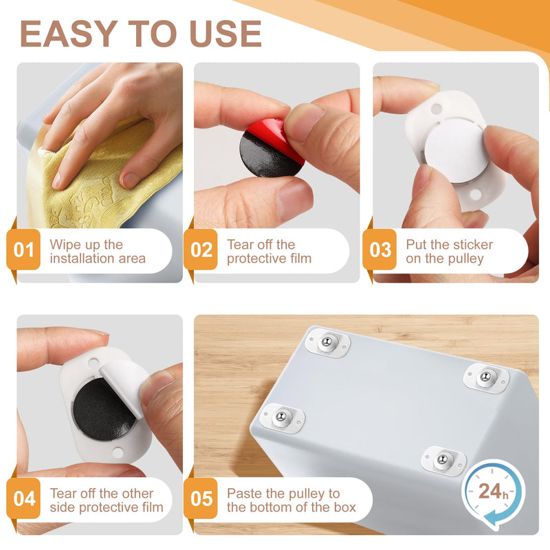 [Australia - AusPower] - 8PCS Self Adhesive Caster Wheels, Appliance Slider, 360° Rotating Mini Universal Appliance Rollers for Kitchen, Air Fryers, Coffee Makers, Trash Can, Storage Boxes and Small Furniture 