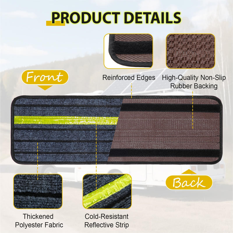 Zhengmy 6 Pack Rv Step Covers Non Slip Rv Stair Treads with Reflective Strip Waterproof Outdoor Camper Step Rugs Replacement Covers for Travel Trailer Motorhome Mobile Home 24 x 7.5 Inch