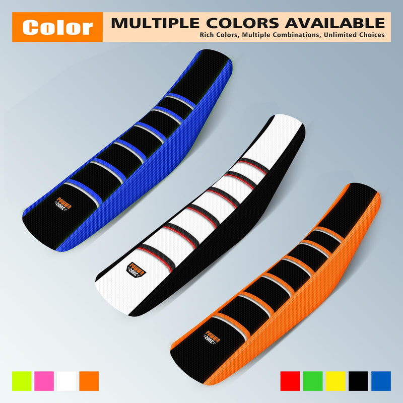 [Australia - AusPower] - Universal Ribbed Dirt Bike Seat Cover for KX SX YZF CRF TTR - Gripper Striped Supermoto Dirtbike Seat Cover (Red-Black-White) Red-Black-White 