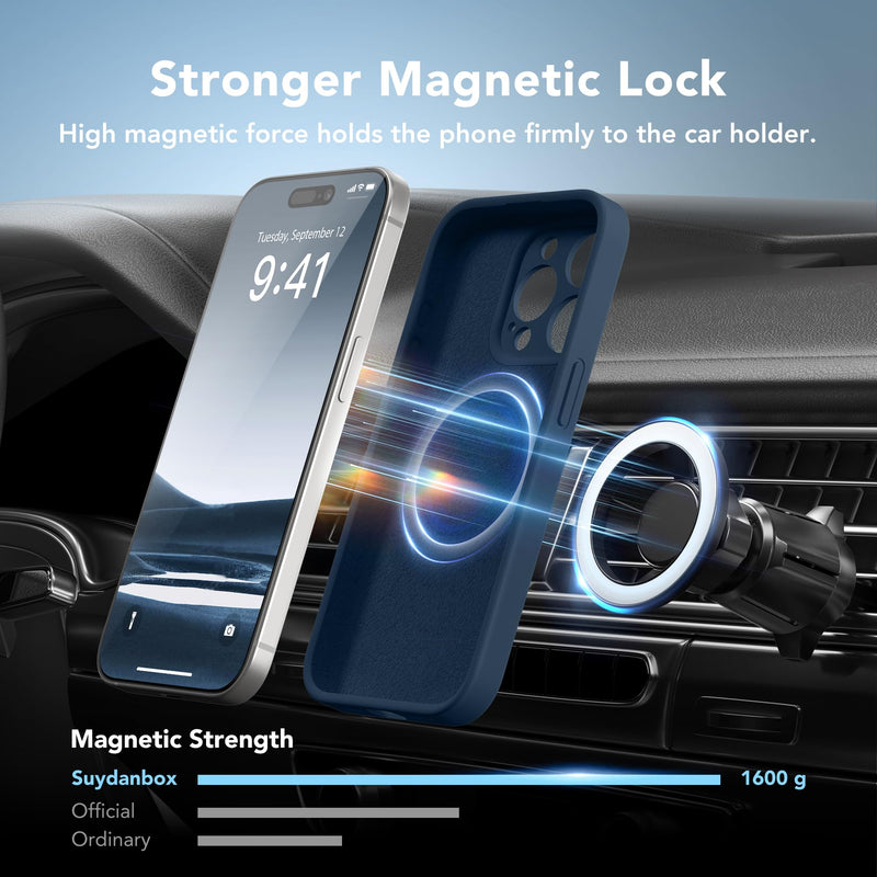 [Australia - AusPower] - Magnetic for iPhone 15 Pro Max Case, Compatible with MagSafe, [Full Camera Protection][2 Screen Protectors] Silicone Shockproof Protective Phone Case for iPhone 15 Pro Max 6.7", Cobalt Blue 