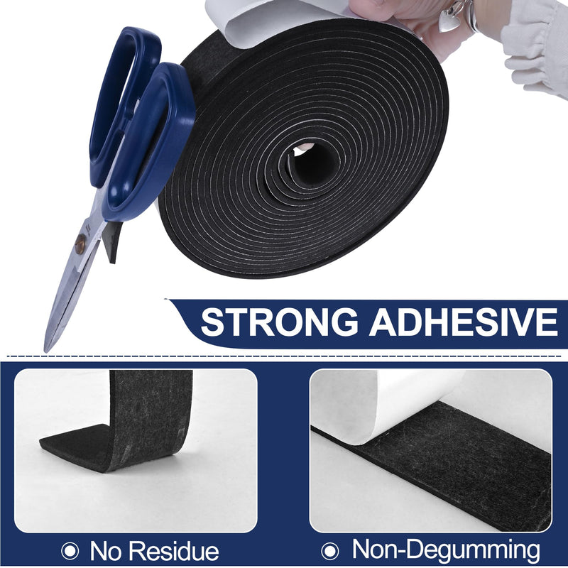 13Ft Foam Tapes Self Adhesive Foam Seal Strips 1In x 1In x 6.5Ft Each Roll Weatherstrips High Resilience Weather Stripping Door Foam Seals for Door Soundproofing, Window Insulation (2 Rolls, Black) 1"W x 1"T x 13'L