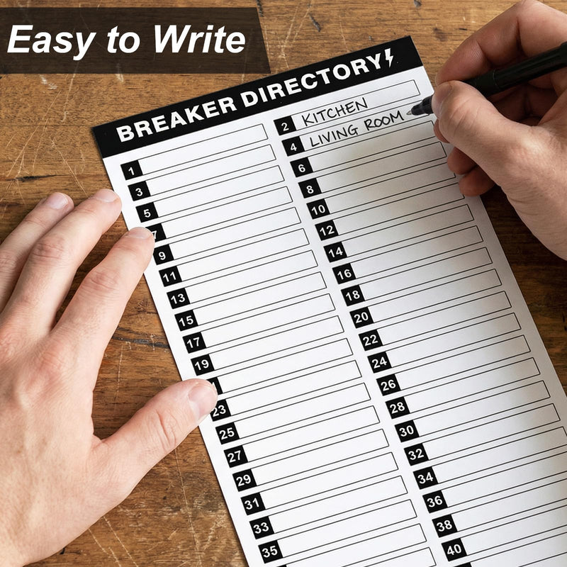 15 Sheets Breaker Panel Labels, Includes 10 Breaker Directory Stickers and 5 Number Stickers Waterproof Durable Self-Adhesive Electrical Panel Labels (Black)