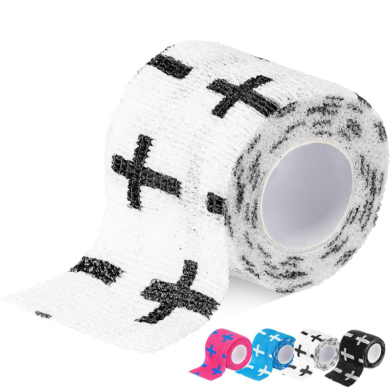 TrelaCo 2 Pcs Cross Tape Christian Athletic Tape 2IN X 15FT Elastic Wrist Wrap for Baseball Soccer Football Gymnastic Non Woven Jesus Self Adhesive Bandage Sport Bandage Wrap for Wrist, Feet (White) White