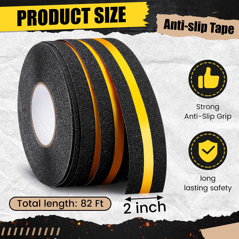 2" x 80ft Anti Slip Tape with Reflective Stripe, Adhesive Grip Non Slip Stair Treads Tape, Non Skid High Traction Adhesive for Stairs Step Ramps Boats Decks 2" x 80FT