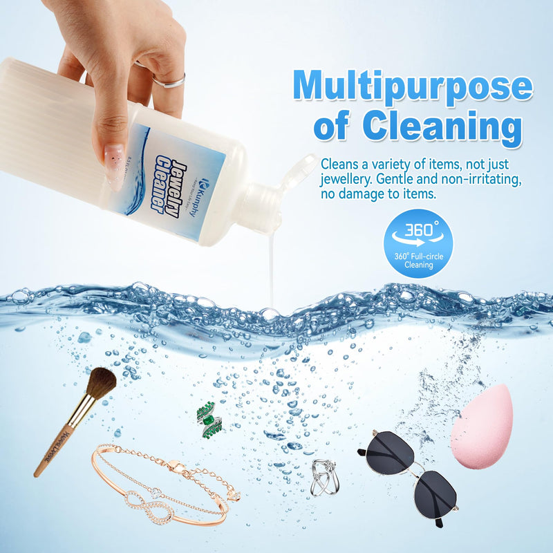 [Australia - AusPower] - 2024 Kunphy Ultrasonic Jewelry Cleaner, Professional Ultrasonic Cleaner Solutions for Use in All Ultrasonic Cleaner Machines, Jewelry Cleaner Solution for Diamond, Gold, Silver, Gemstones, 250ml Blue 