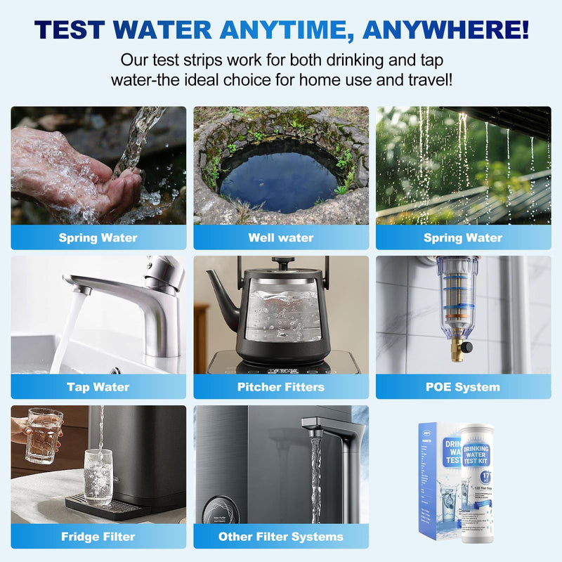 [Australia - AusPower] - 21-in-1 Home Drinking Water Testing Kit,145 Strips + 4 Bacteria Tests,Tap and Well Water Test Kit, Easy to Test and Read Home Test Strips for Hardness, Lead, Iron, Fluoride, pH, Copper and More 
