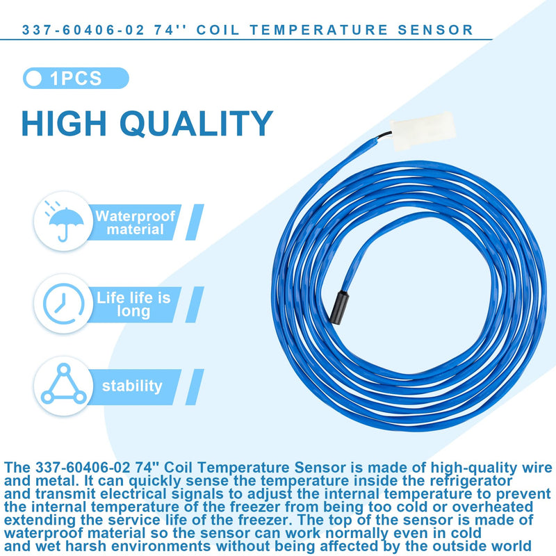 [Australia - AusPower] - 337-60406-02 74'' Coil Temperature Sensor for TRAULSEN Freezer, Fits Models G100, G110, G120XX, G12000, G200, G210, G220XX, G22013, G300, G310XX, G313XX and G320, Replaces 334-60406-02, 337-60071-02 