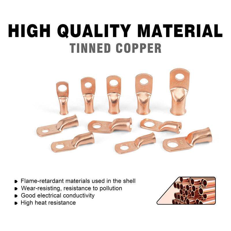 [Australia - AusPower] - 10pcs 4 Awg - 3/8" (M10) Sanuke Wire Lugs Ring Terminal Connectors Ends Heavy Duty for Battery Cable Lug Wire Electrical Eyelets with 3:1 Dual Wall Adhesive Heat Shrink 4 Awg - 3/8" (M10) Bare Copper 10 