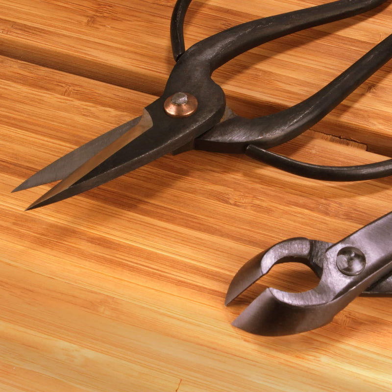 BambooMN Bonsai Basics Set - 8" Concave Cutter, 7" Heavy Duty Shear - 1 Set Concave Cutter & Heavy Duty Shear Set
