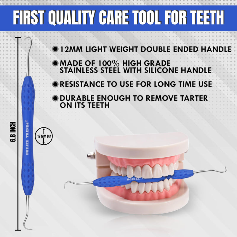 [Australia - AusPower] - Professional Dental Tools Tartar Scraper For Dentist, Personal and Pets Use Plaque Remover With Comfortable Grip, Double ended Silicon Grip Scaler 
