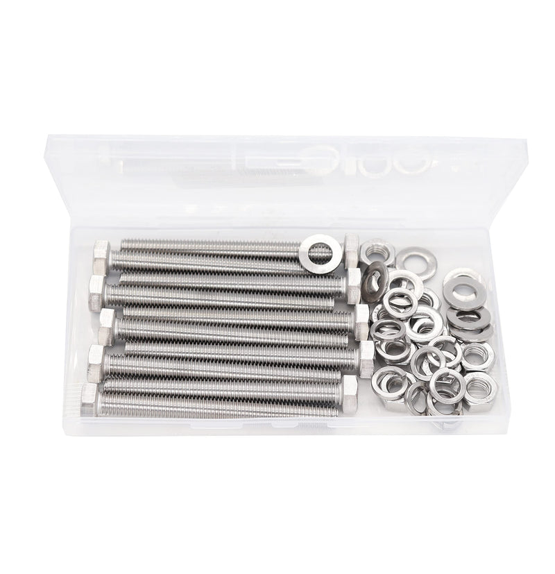[Australia - AusPower] - binifiMux 10-Pack M8-1.25 x 120mm Hex Bolts and M8 Hex Nuts Flat Washers Spring Washers Set, Plain Finish, 304 Stainless Steel M8x120mm 40pcs 