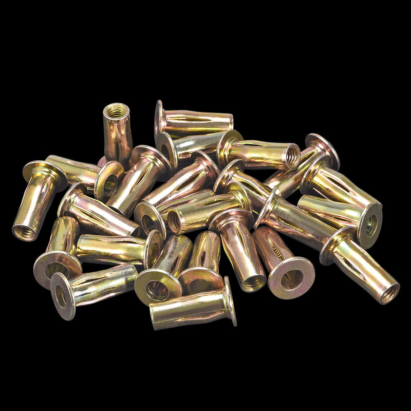 [Australia - AusPower] - Pre-Bulbed Shank, 25Pcs M5 Multi-Grip Rivet Nut Zinc-Plated Carbon Steel Flat Head Threaded Insert Nut 