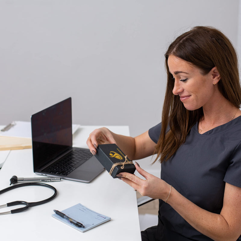 [Australia - AusPower] - Stethoscope Holder Hip Clip With Upgraded Secure Magnetic Closure - Our Hygienic is Designed to Hold All Brands & Styles Includes Replacement Ear Tips (Obsidian Black) 