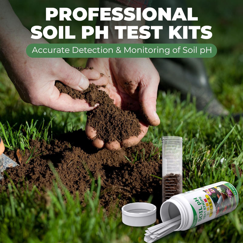 [Australia - AusPower] - Soil pH Test Kit: Upgraded 125 Soil pH Test Strips with Measuring Cylinders for Accurate Testing pH Level of Garden Lawn Grass Flower Vegetable Compost Dirt (125) 