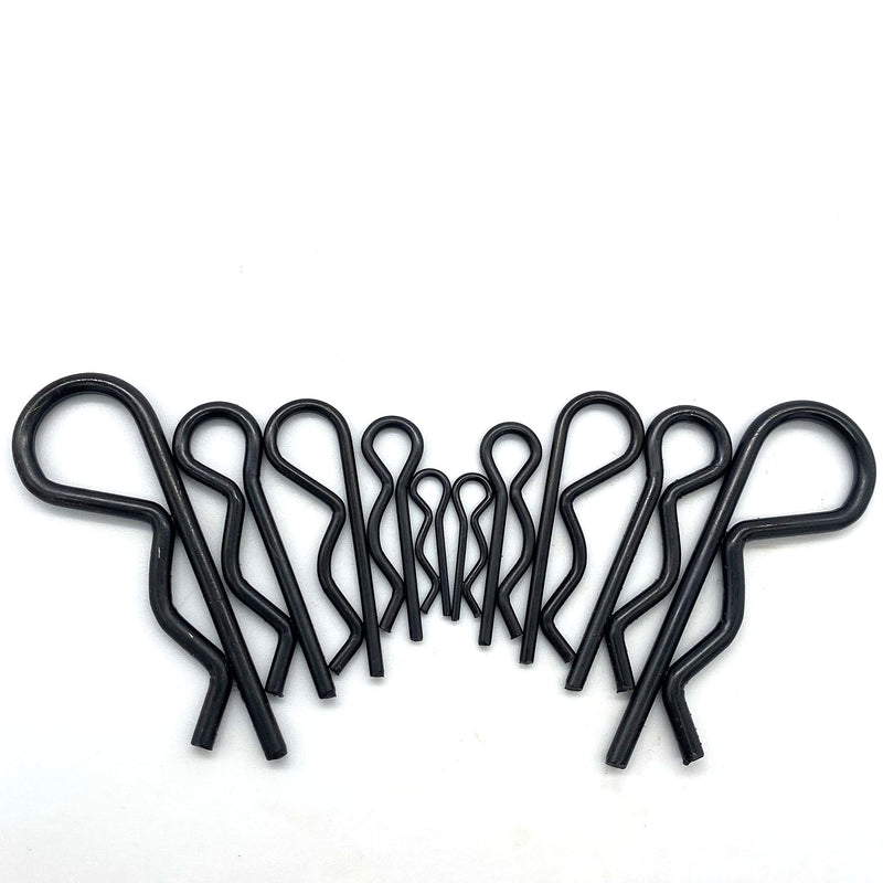 [Australia - AusPower] - 38 Pcs Hitch Pin Clip R Clips Retaining Pins Tractor Cotter Pin Hair Pin Assortment Iron Black Zinc-plated Spring Clip Retainer Pins keeper Pins Kit for Dolly Pins/Trailer Pin Clips Replacement Black 38 pcs in 5 size 