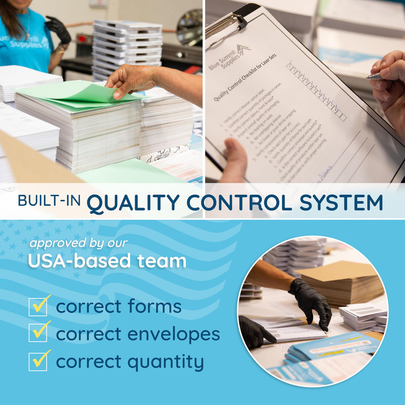 Blue Summit 50 W2 Envelopes 2025 Self Seal, W-2 Double Window Security Envelopes for 2 UP IRS Tax Forms from QuickBooks Online, Desktop, ADP and Other Software, 5 5/8’’ x 9’’, 50 Form Envelopes