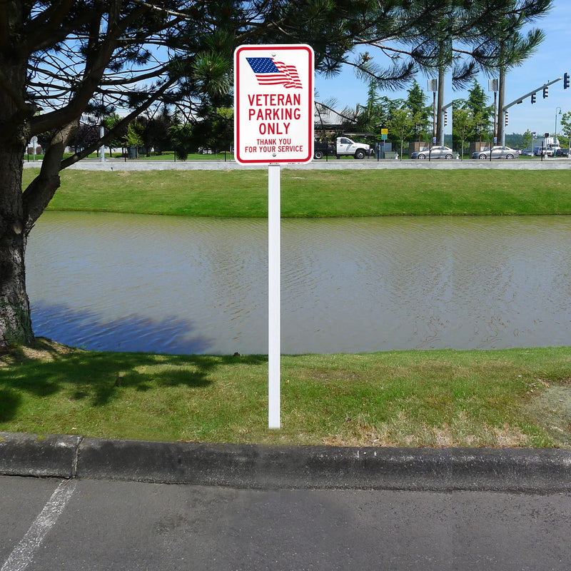 SmartSign 18 x 12 inch “Veteran Parking Only - Thank You For Your Service” Metal Sign with USA Flag Symbol, 63 mil Aluminum, 3M Laminated Engineer Grade Reflective Material, Red, Blue and White 12" x 18"
