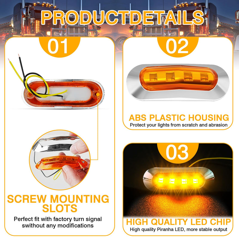 [Australia - AusPower] - LOQOMI 20 PCS 3.5 inch LED Trailer Lights Kit with Chrome Bezel, Front Rear Side Marker Clearance Indicators Light Lamp, Amber + Red Dc12-24V Waterproof Universal Accessories (With Screws) 20PCS (3.5inch) Amber+Red 