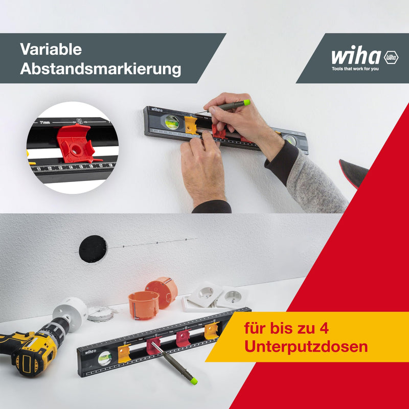 Wiha Spirit Level Electricians (42074) 40 cm with Marking Aids for Electrical Installation Work for Professionals Distance Marking for Flush-Mounted Boxes Perfect View of Levels | (42074) for electrical installation work, distance marking, flush-mounte...
