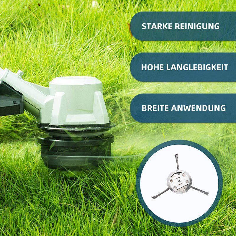 [Australia - AusPower] - KLINNA 3 Heads 150 mm Weed Brush for Grass Trimmer, Robust Brush Cutter Attachment Made of Steel Wire, Durable Weed Brush for Battery, Brush Cutter for Joint Cleaning in the Garden 