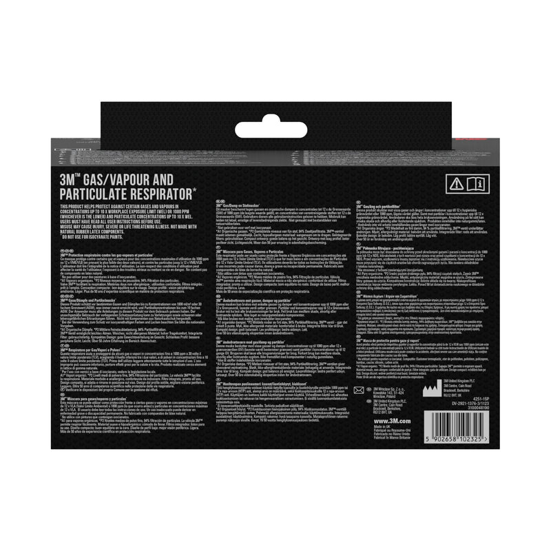 3M 4251C Half-Mask Respirator for Spray Painting / Machine Sanding Protection Level A1P2 / Ready for Use / Low Breathing Resistance / Especially Lightweight | Ready-to-use half mask for painting and sanding with comfortable fit, wide field of vision an...