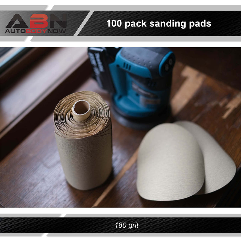 ABN 180 Grit Sandpaper Roll - 6 Inch Round Sanding Discs Aluminum Oxide Sandpaper Discs with Adhesive Back, 100Pc