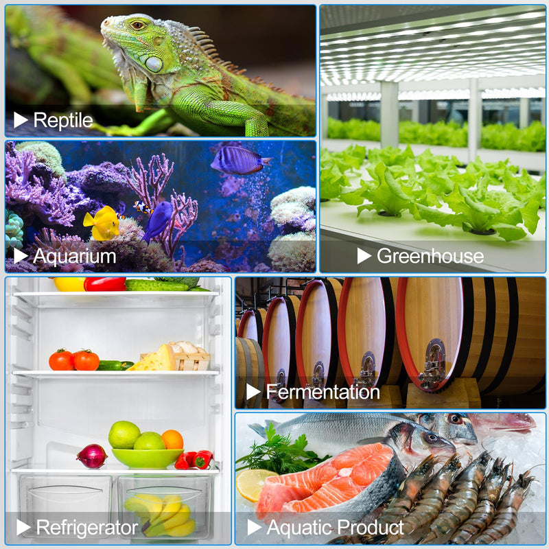 [Australia - AusPower] - Temperature and Humidity Controller Plug in Thermostat Outlet with Humidity Control 120V Heating Cooling Humidification Dehumidification for Greenhouse Mushroom Grow Tent Reptile Aquarium Htc820 