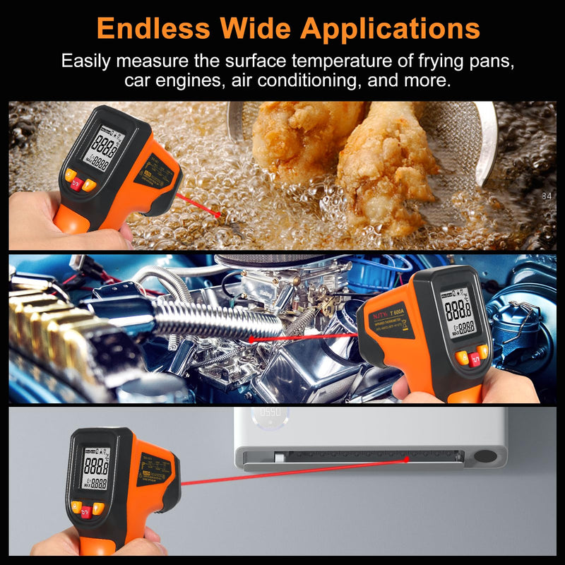 [Australia - AusPower] - Industrial Meter Industrial Measuring Meter Digital Thermometer -50~600℃ Infrared Thermometer Thermometer NJTY Infrared Thermometer Non-Contact Digital Gun -50°C~600°C (-58°F~1112°F) with 