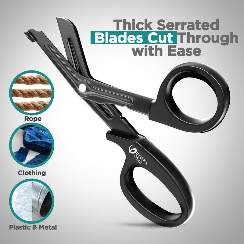 [Australia - AusPower] - Utopia Care Medical Scissors Pack of 1, Stainless Steel EMT Trauma Shears for Nurses, Bandage Scissors with Stainless Steel Blades, All Purpose Surgical Shears, Black 1-Pack 