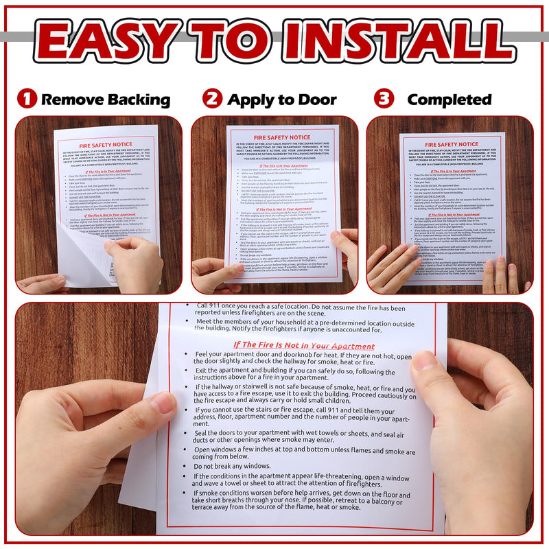 20 Pcs Fire Safety Notice Label Decal - 6" x 9" Emergency Preparedness Self-Adhesive Vinyl Sign Sticker for Building Door & Wall 20