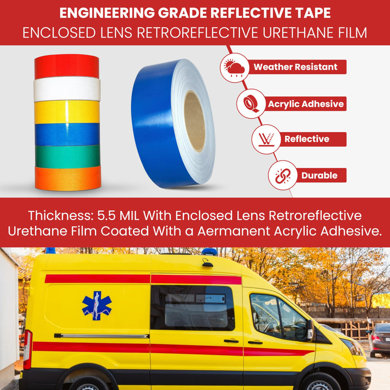 GGR Supplies T.R.U. REF-7 Red Engineering Grade Reflective Tape: 1 in. Wide x 30 ft. Length 1 in. (Pack of 1)