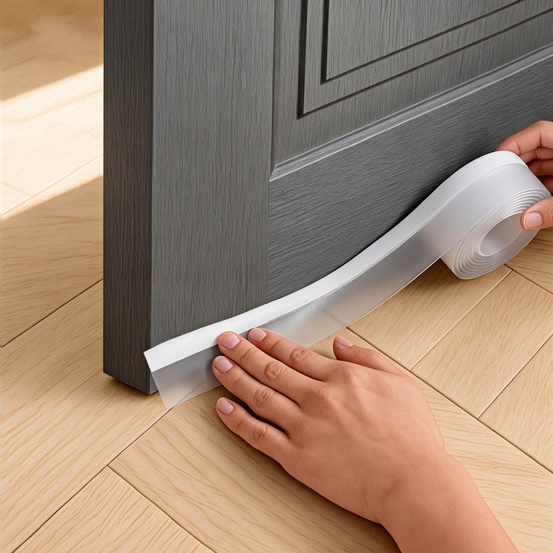 Clear Silicone Weather Stripping Seal Door Tape - Strong Adhesive Door & Window Seal Strip for Draft Stopper, Dustproof | Peel & Stick, Removable, No-Residue [33Feet x 45mm] 10M x 45mm