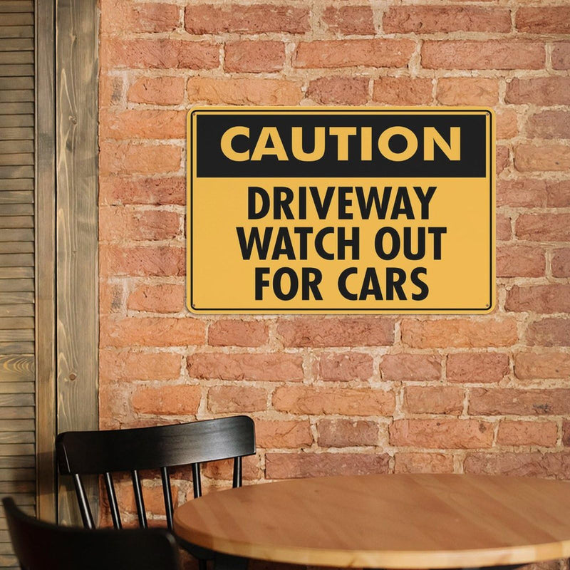 Caution Driveway Watch Out For Cars Sign Warning Sticker-Security Sign Outdoor Sign 12 X 8 Inches