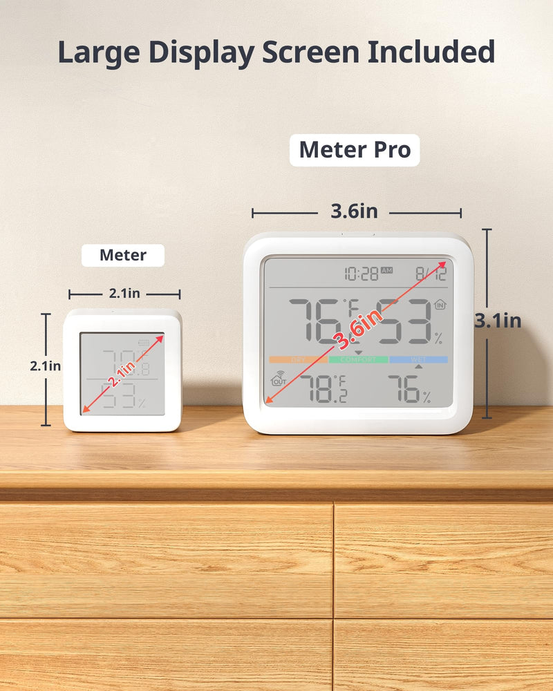 SwitchBot Meter Pro, Digital Hygrometer & Thermometer - Wireless Indoor Temperature & Humidity Monitor with Bluetooth App Control, Real-Time Alert 1 Meter Pro+Outdoor Meter