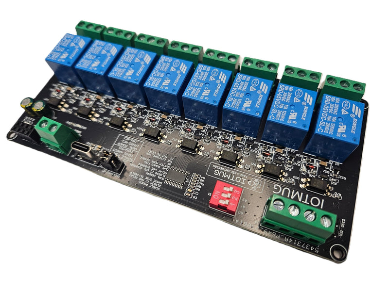 [Australia - AusPower] - 8-Channel I2C IIC Relay Board XL9535, USB-C, Dual Power 3.3V/5V, SPDT 10A EMR, DIN-Rail Ready, Multi-Board I2C Expansion Expandable, Compatible with Arduino ESP32 Raspberry Pi ESPHome & Home Assistant 8 CH EMR Type C 