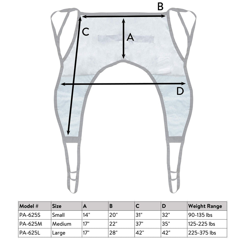 [Australia - AusPower] - Patient Aid Mesh U-Sling Without Head Support, Universal Patient Lift Sling, Ideal for Bathing and Showering, Size Small, 400lb Capacity 